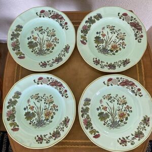 4 Vintage MING JADE English Ironstone 8” Salad Plates by Adams Calyx Ware